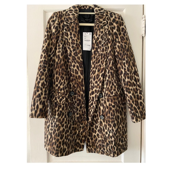 ZARA Leopard Print Jacquard Coat. NWT. Size XS. - Picture 6 of 9